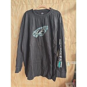 Philadelphia Eagles NFL Majestic Brand Long Sleeve Black Shirt Size 3X